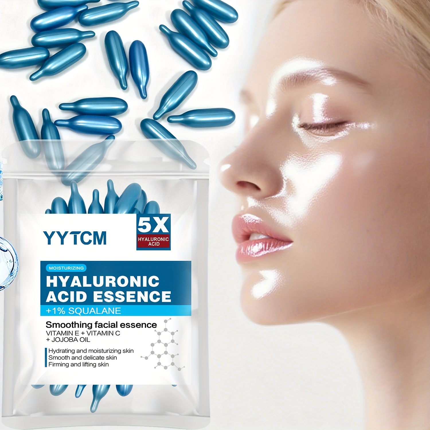 Luxury Skincare Brands - Hyaluronsäure Tiefenfeuchtigkeits-Kapsel-Essenz, Tiefenfeuchtigkeits- und Aufhellungs-Hautessenz (0,4g