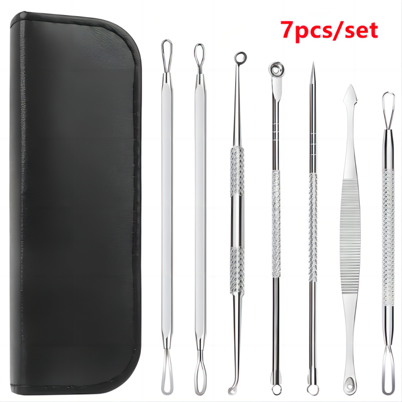 Luxury Skincare Acne - 7-teiliges Mitesser-Entferner-Set, Edelstahl-Nadeln-Set, Pickel-Komedonen-Extraktionswerkzeuge zum Reinigen