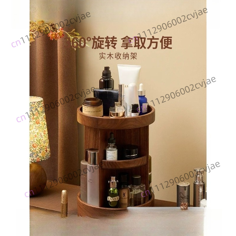 Luxury Skincare & Spa Photos - Drehbare Kosmetik-Aufbewahrungsbox aus Massivholz, hochwertige Luxus-Kommode,